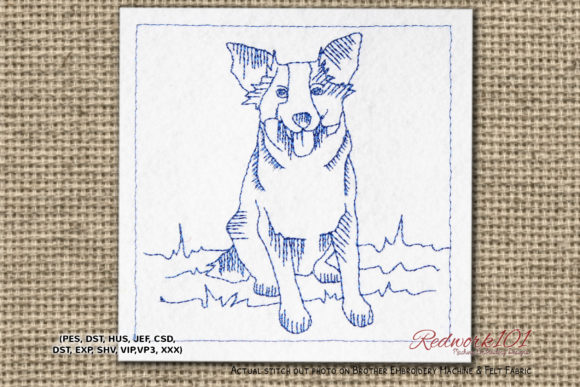 Australian Shepherd Dog Redwork