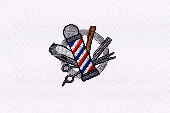 Barbers Pole Tools Embroidery Design