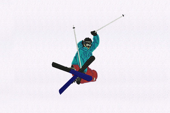 Mountain Skier Embroidery Design