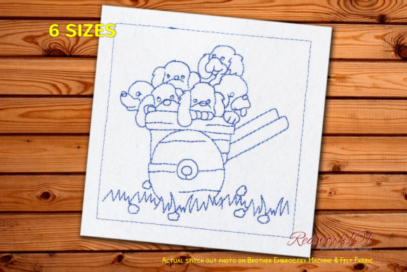 Puppies in Trolley Lineart Design