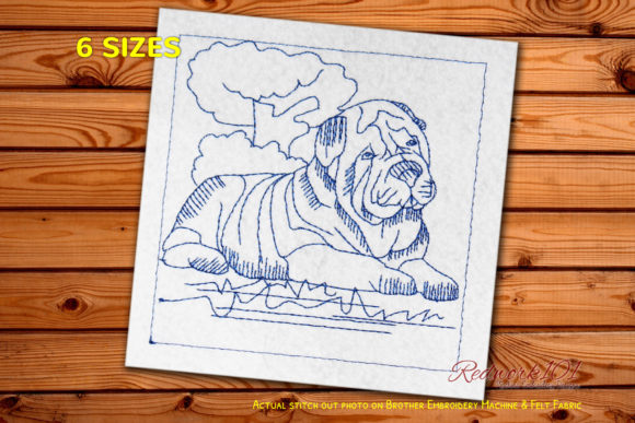 Shar Pei Dog Embroidery Design