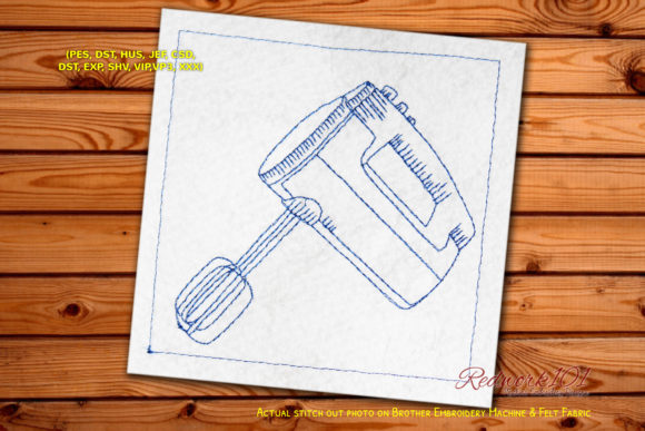 Vintage Kitchen Mixer Redwork